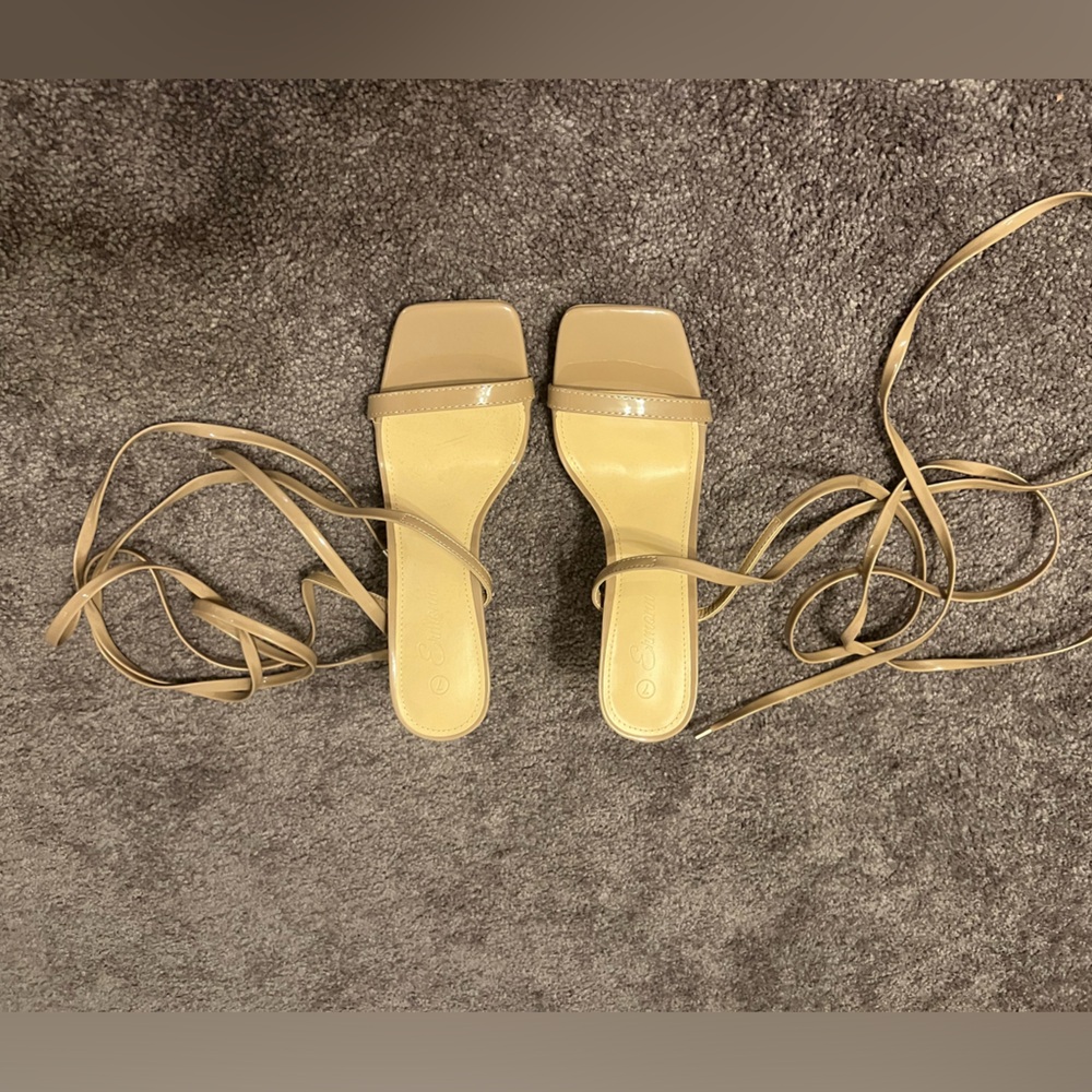 Ankle strappy nude heels